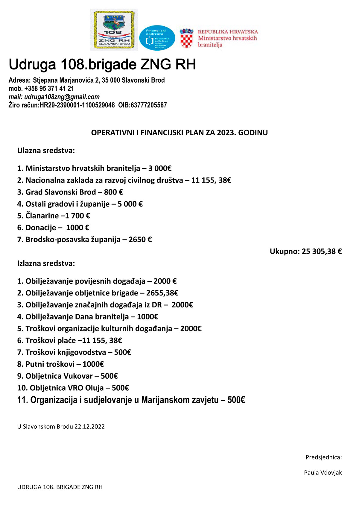 Financijski i operativni plan za 2023